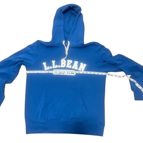 LLBean Blue Hoodie Sweatshirt Since 1912 Pullover Hooded Fleece Lined M G - Picture 4 of 5